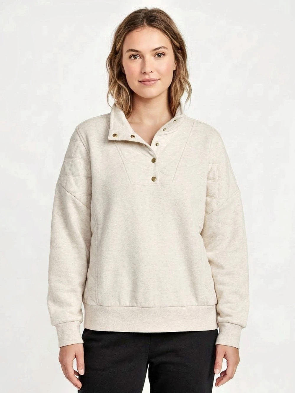Sonoma Quilted Pullover in Cream Size XXL Like New